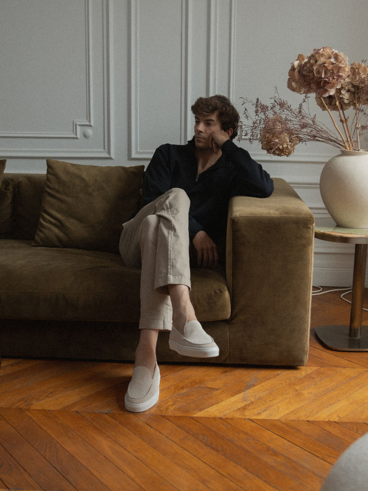 Lido Suede Loafer in Ivory