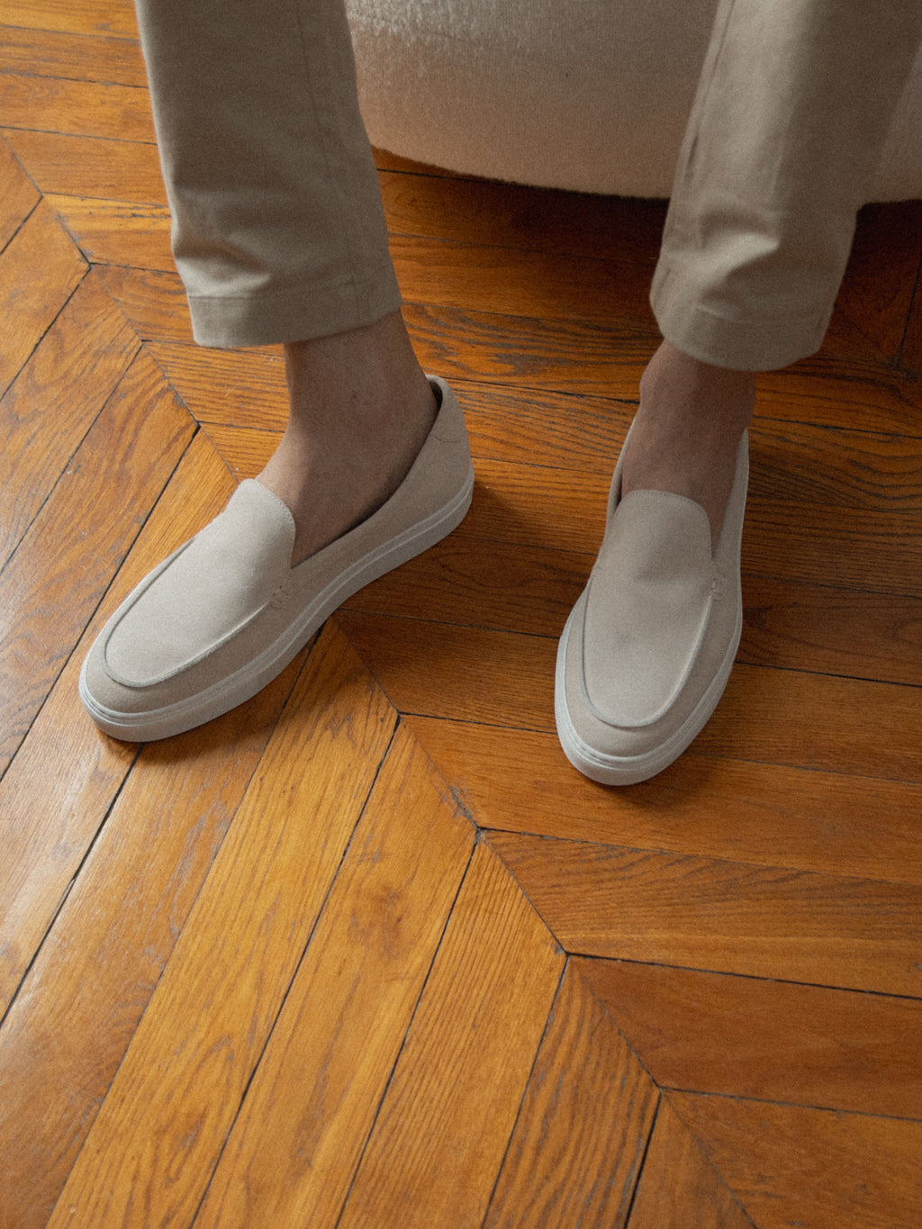 Lido Suede Loafer in Ivory