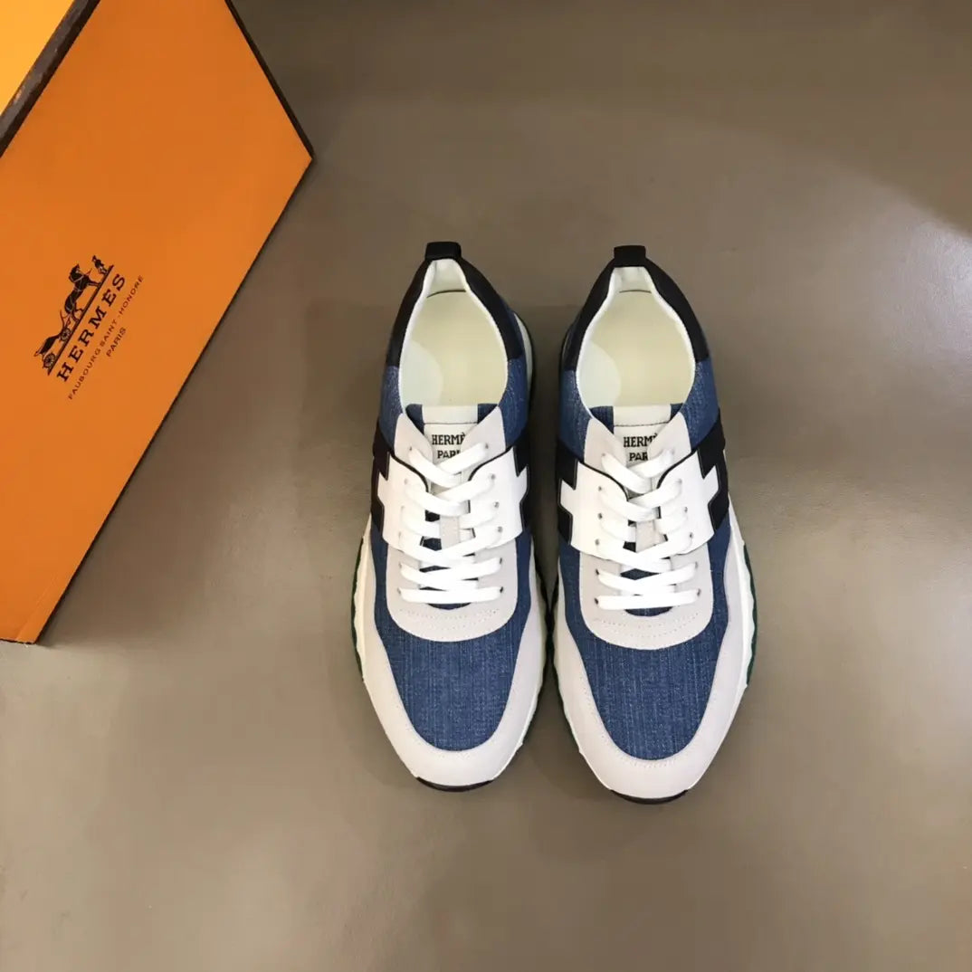 Hermes Denim Blue White Sneakers