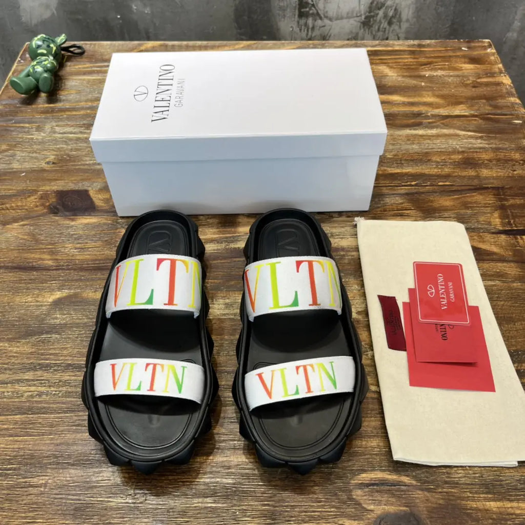 Valentino VLTN Black White Multicolor Sandals