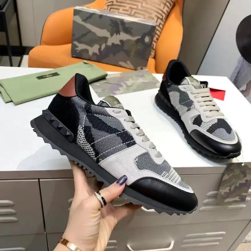 Valentino Rockrunner Black Grey Camo Sneakers