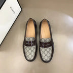 Gucci GG Dark Brown Beige Loafers