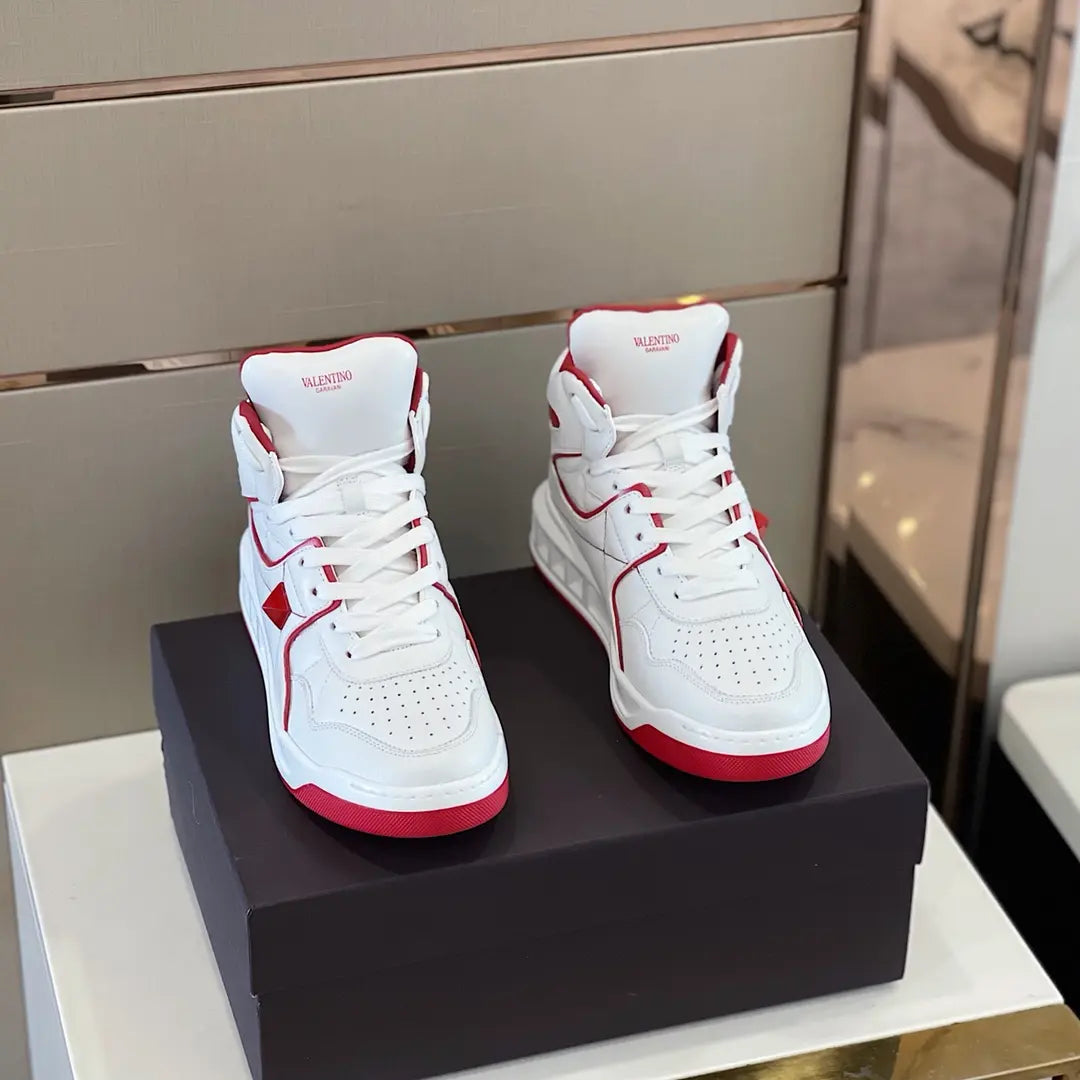 Valentino High Top White Red Sneakers