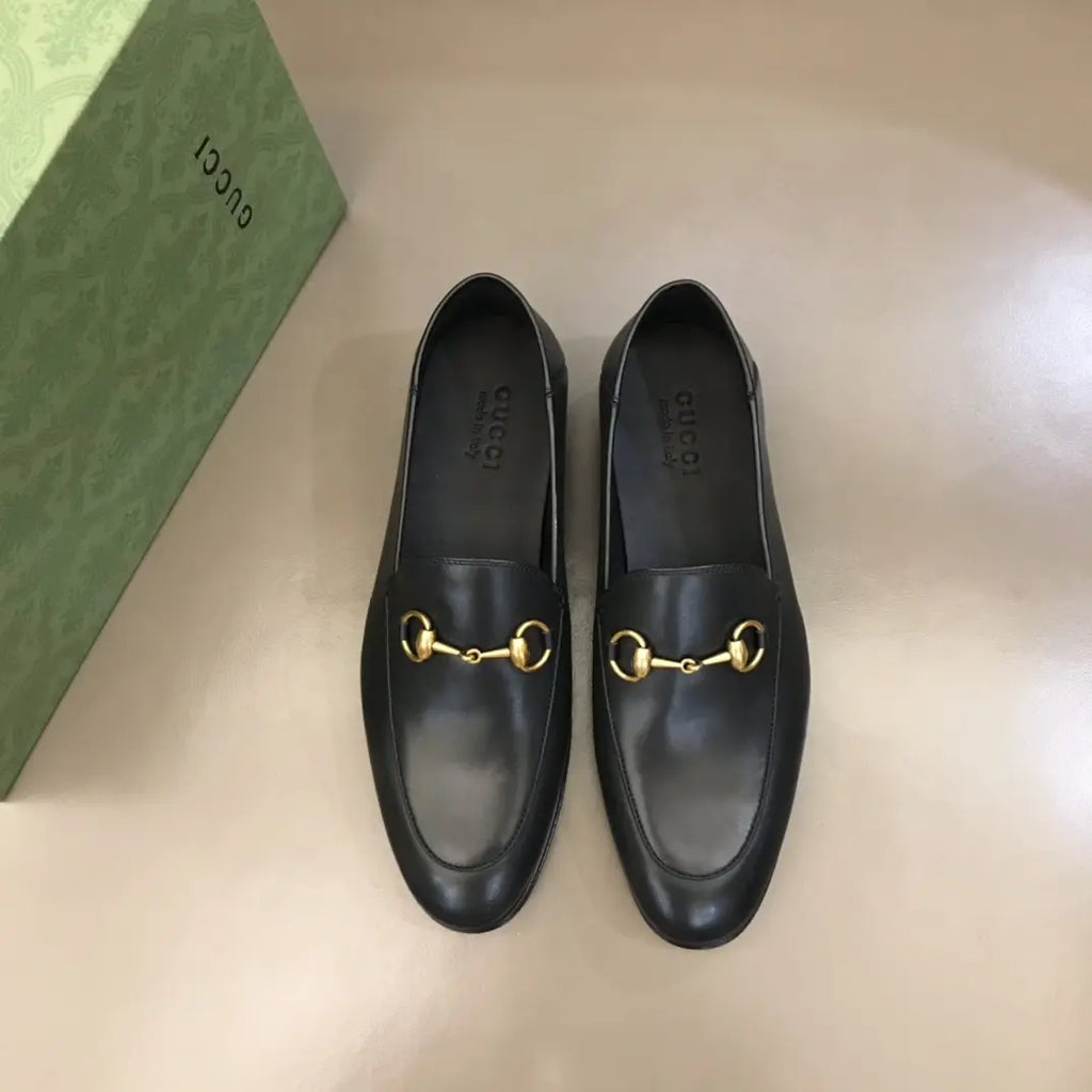 Gucci Horsebit Gold Bit Black Loafers