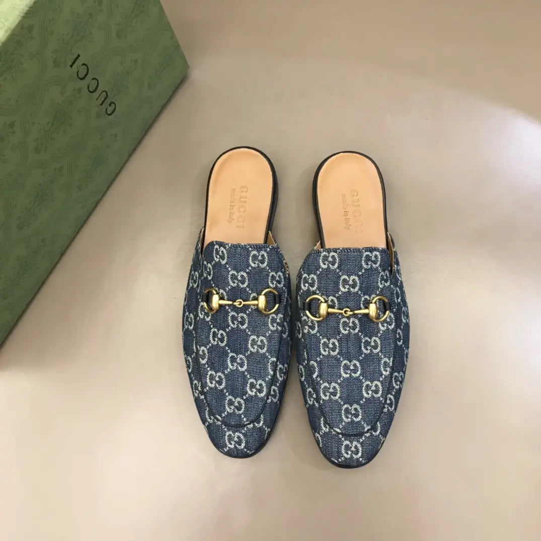 Gucci Horsebit GG Supreme Blue Mules