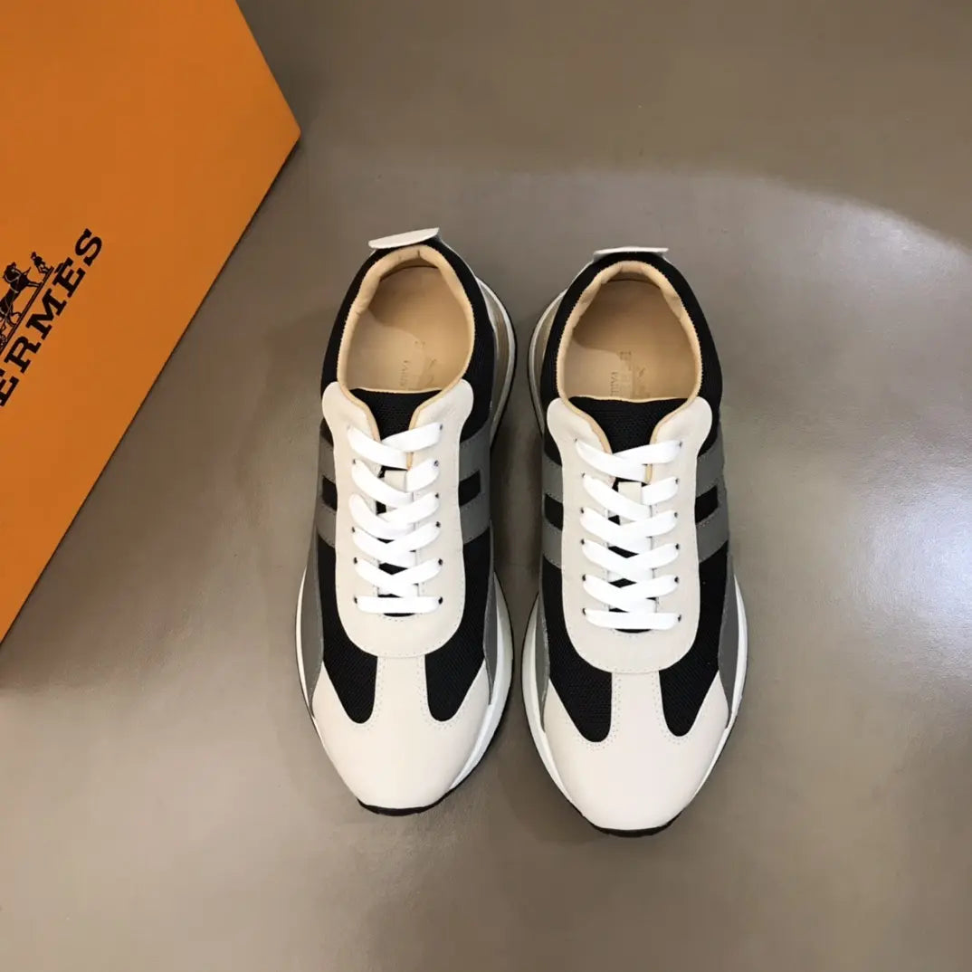 Hermes H White Black Grey Sneakers