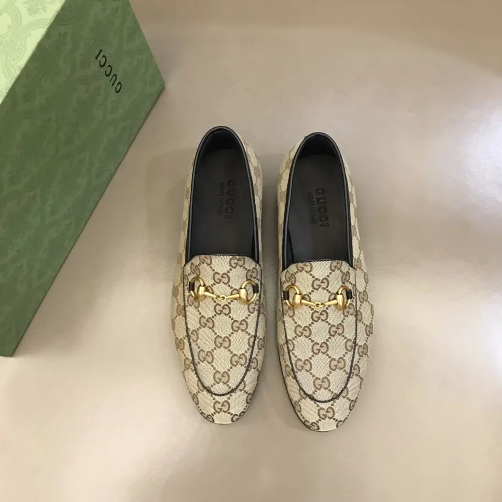 Gucci GG Supreme Horsebit Beige Loafers