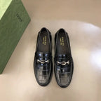 Gucci Horsebit Black Crocodile Leather Loafers