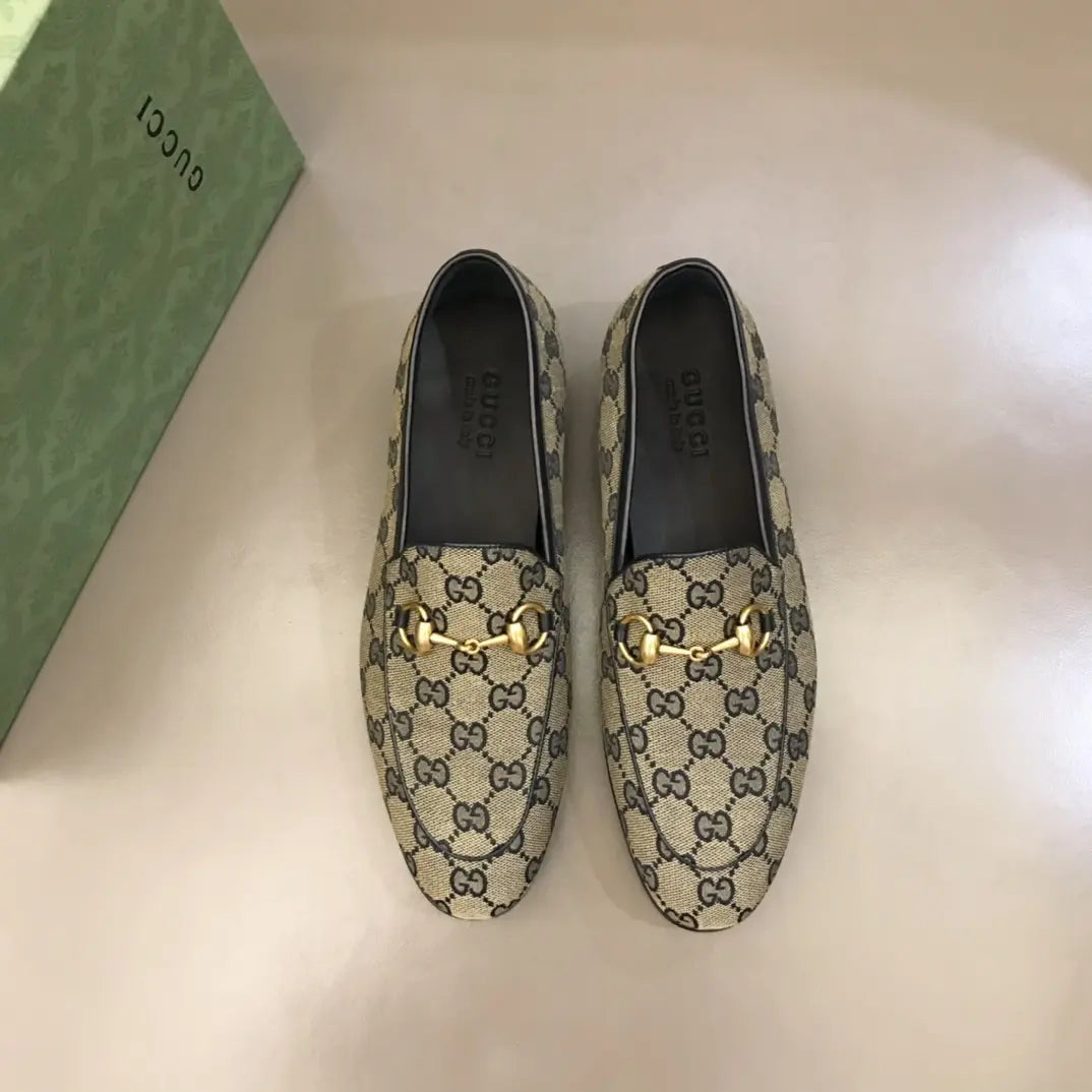 Gucci Horsebit Beige Brown GG Loafers