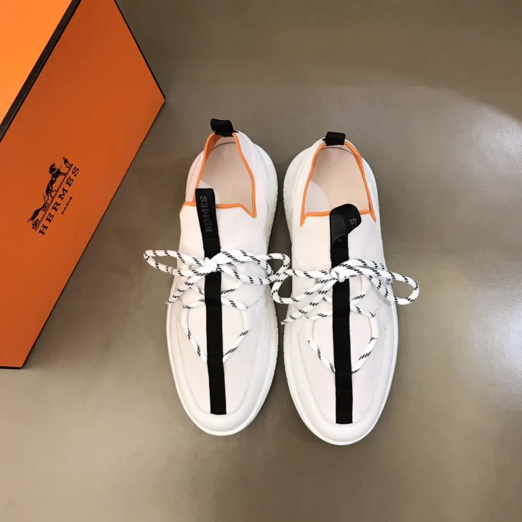 Hermes White Black Orange Sneakers