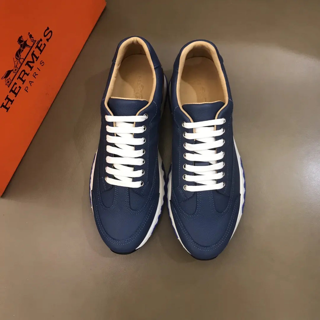 Hermès Paris Navy Blue Brown White Sneakers