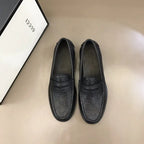 Gucci GG Monogram Black Leather Loafers