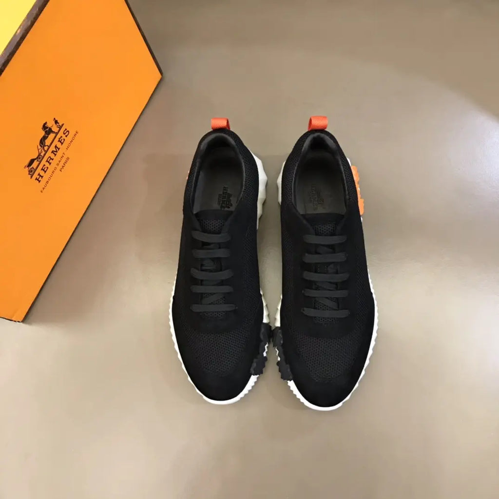 Hermes Paris Black White Orange Sneakers