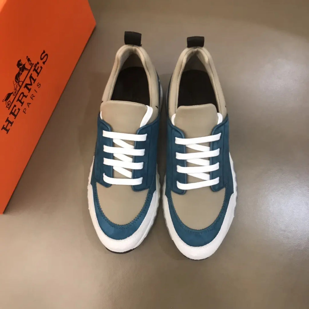 Hermes Paris Blue Beige White Sneakers