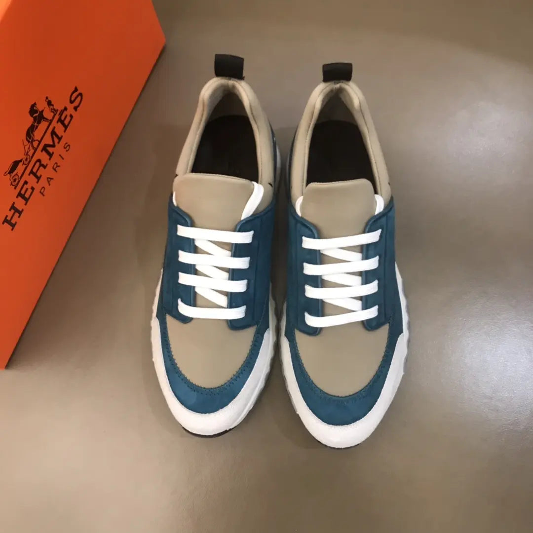 Hermes Paris Blue Beige White Sneakers