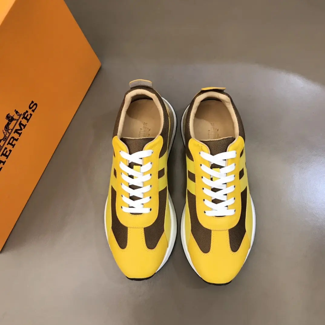 Hermes Yellow Brown Black White Sneakers