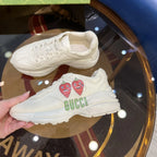 Gucci Red Heart Face White Sneakers
