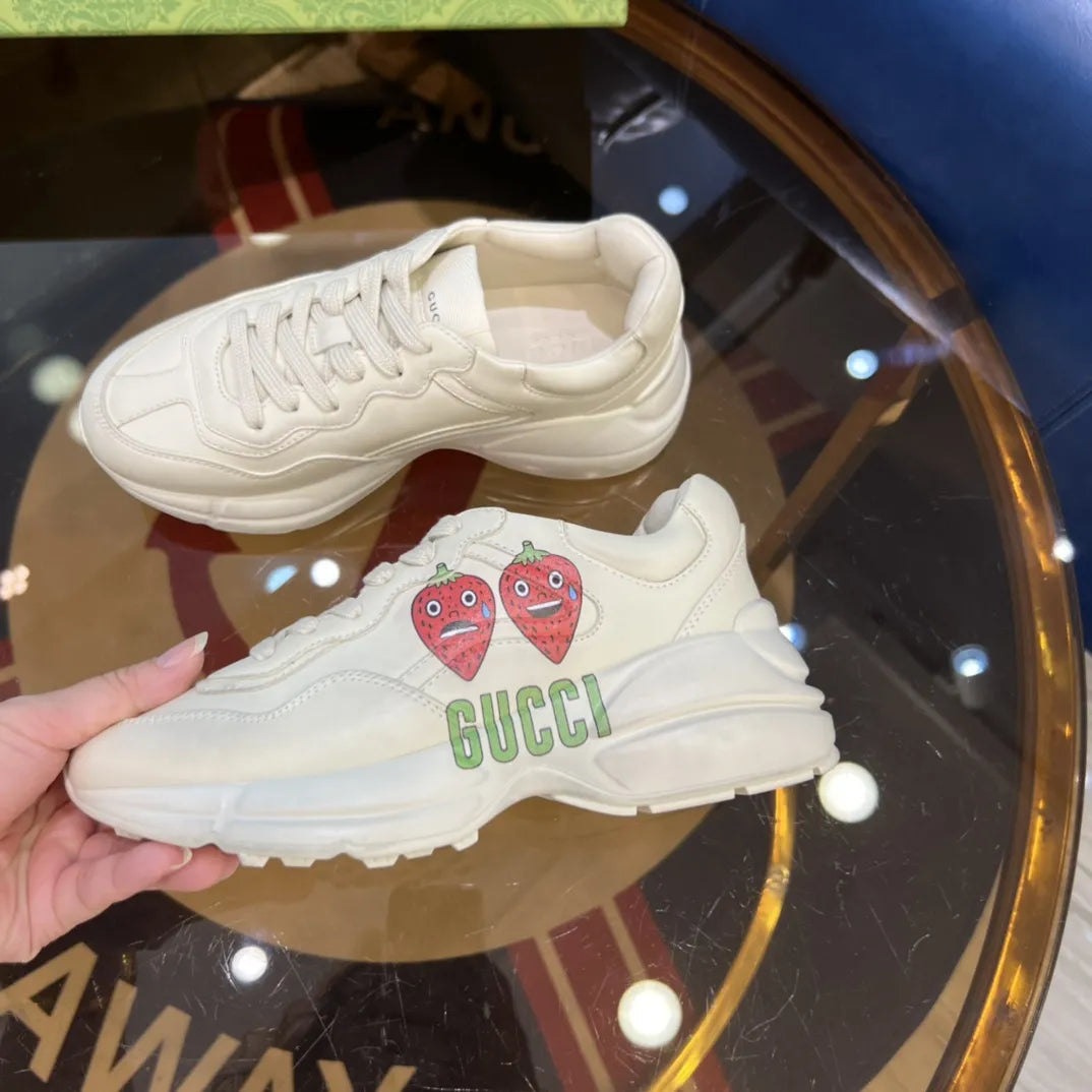 Gucci Red Heart Face White Sneakers