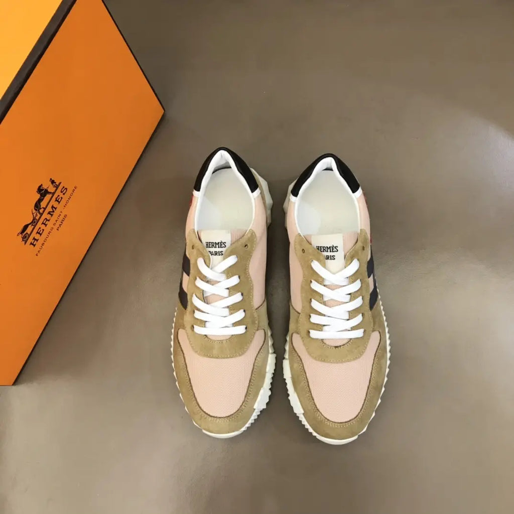 Hermès Pink Beige Black White Sneakers
