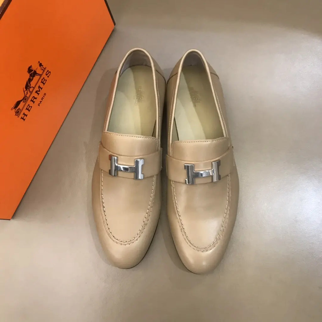 Hermes H Beige Loafers
