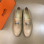 Hermes H Beige Loafers