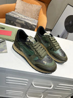 Valentino Rockrunner Green Black Camo Sneakers
