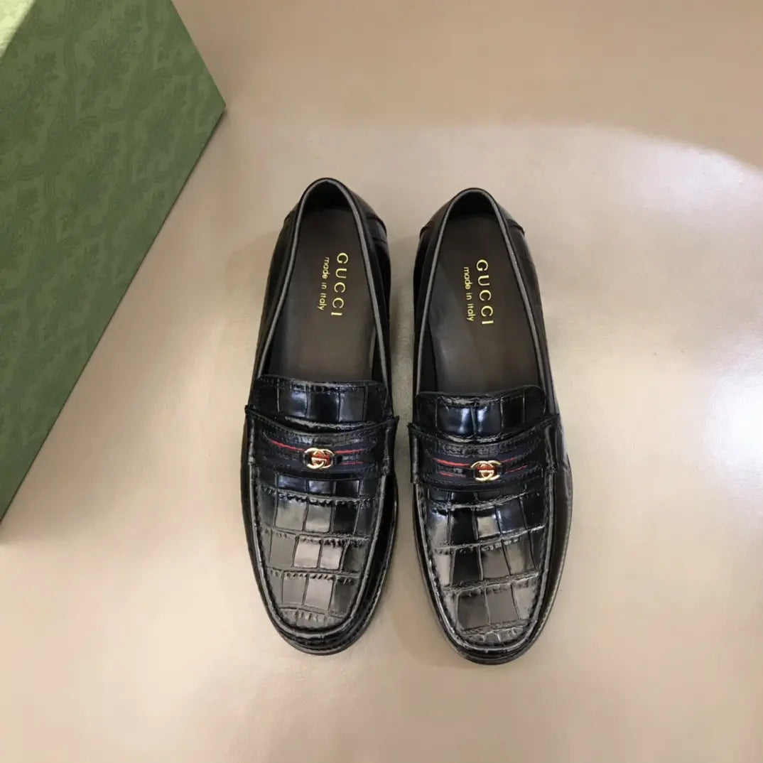 Gucci Horsebit Black Crocodile Loafers