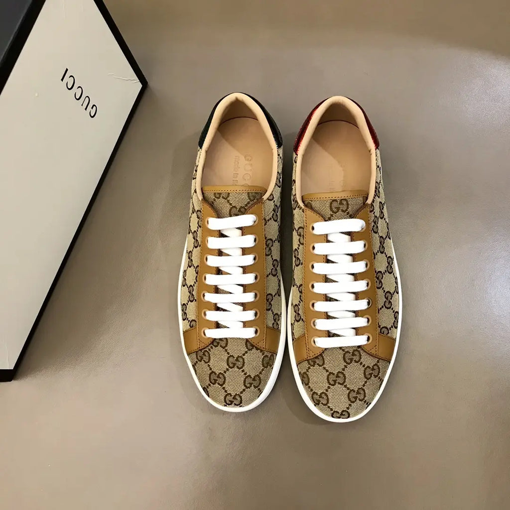 Gucci Ace Beige Brown Red Sneakers