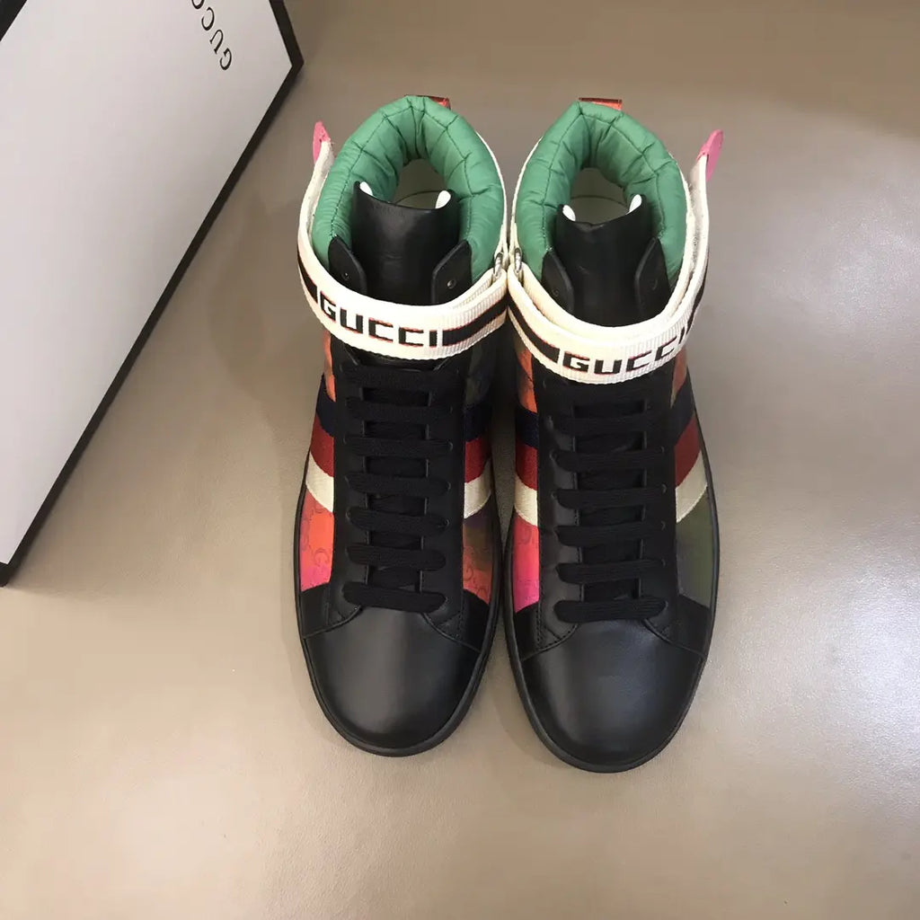 Gucci Web High Top Black Multicolor Sneakers
