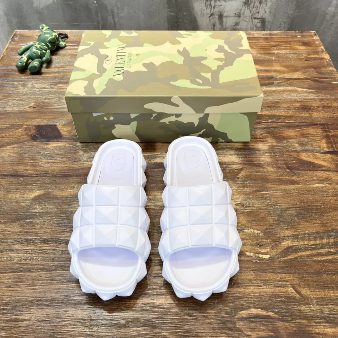 Valentino Garavani Quilted White Slides