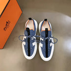 Hermes Blue Denim White Black Sneakers