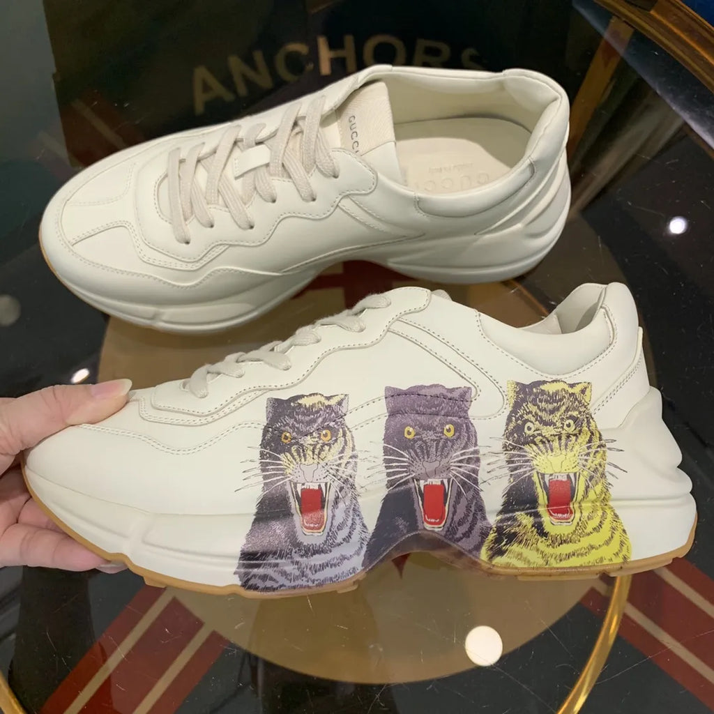 Tiger Print White Purple Yellow Sneakers