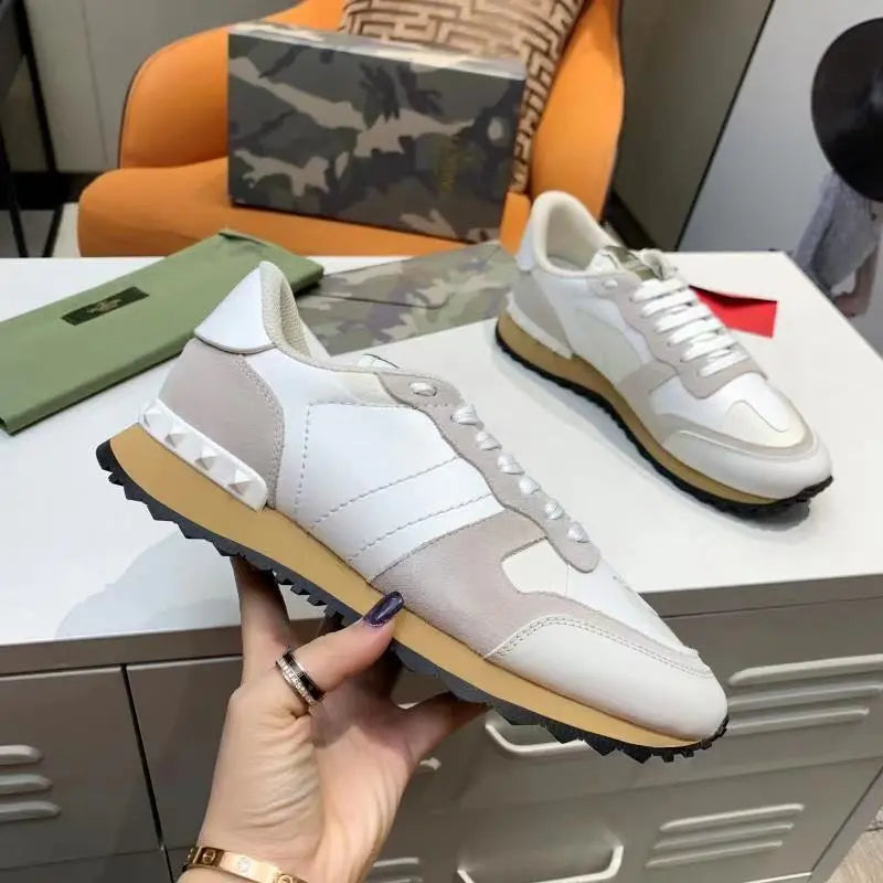 Valentino Garavani White Beige Brown Sneakers