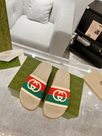 Gucci GG Beige Red Green Slides