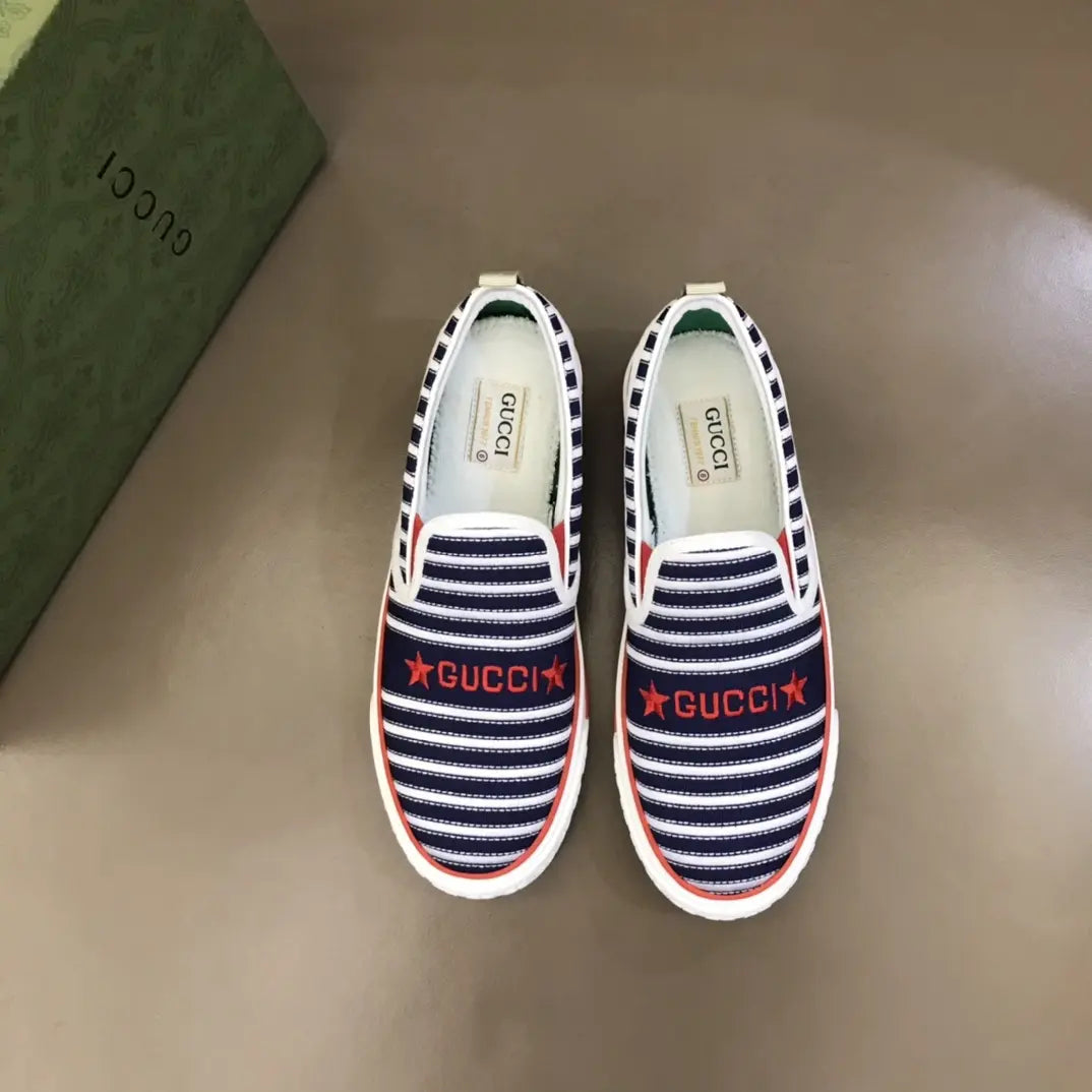 Gucci Striped Blue White Red Slip On Sneakers