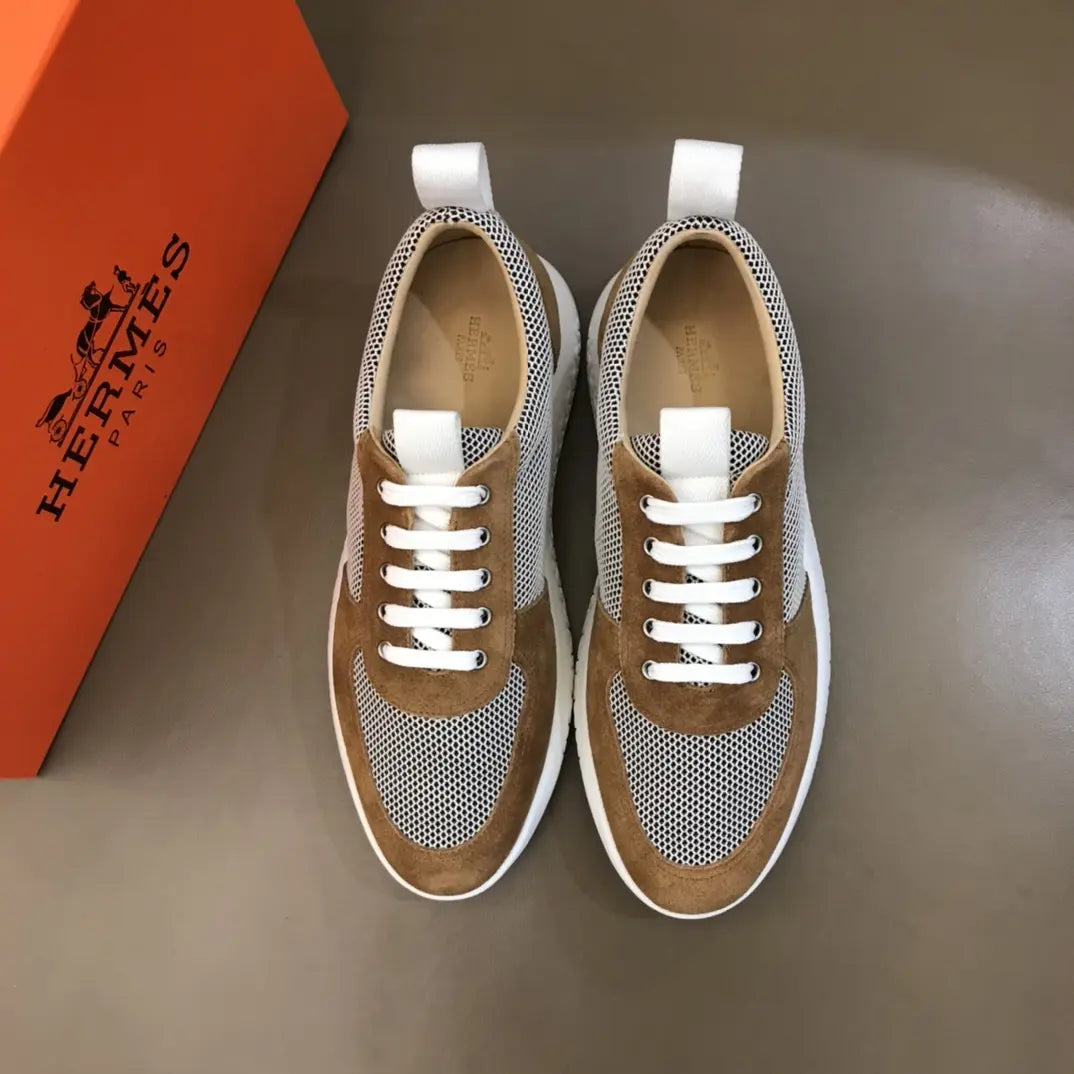 H Suede Mesh Brown White Sneakers
