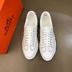 Hermes Paris White Black Leather Sneakers