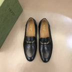 Gucci Horsebit Gold Chain Black Loafers