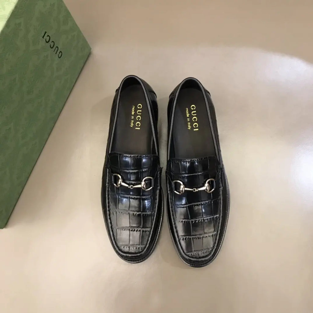 Gucci Horsebit Black Crocodile Loafers