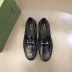 Gucci Horsebit Black Crocodile Loafers