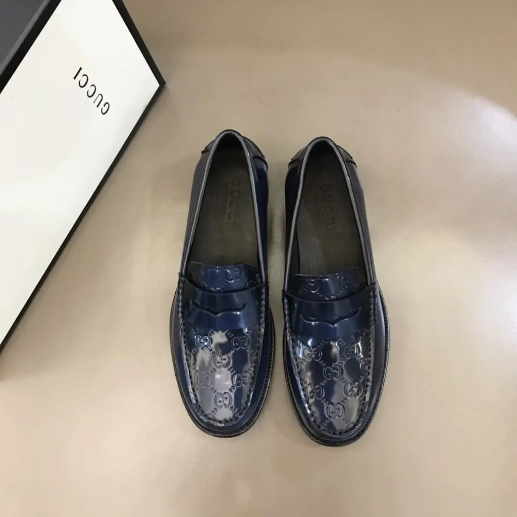 Gucci GG Blue Patent Leather Loafers