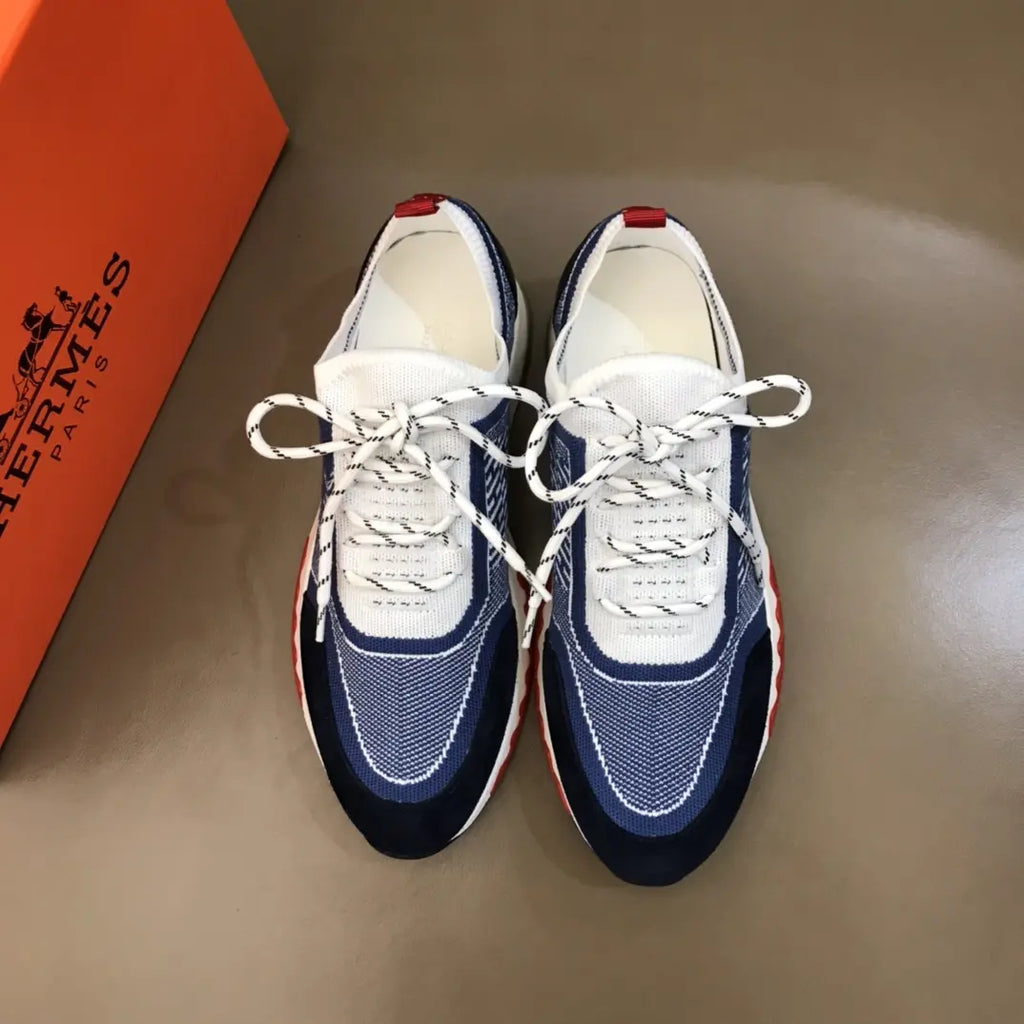 Hermes Navy Blue White Red Sneakers
