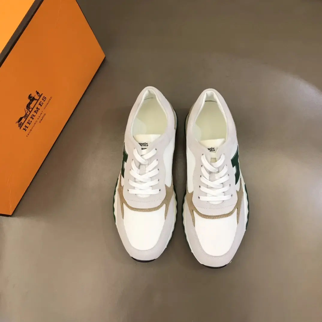 Hermes Paris White Green Beige Sneakers