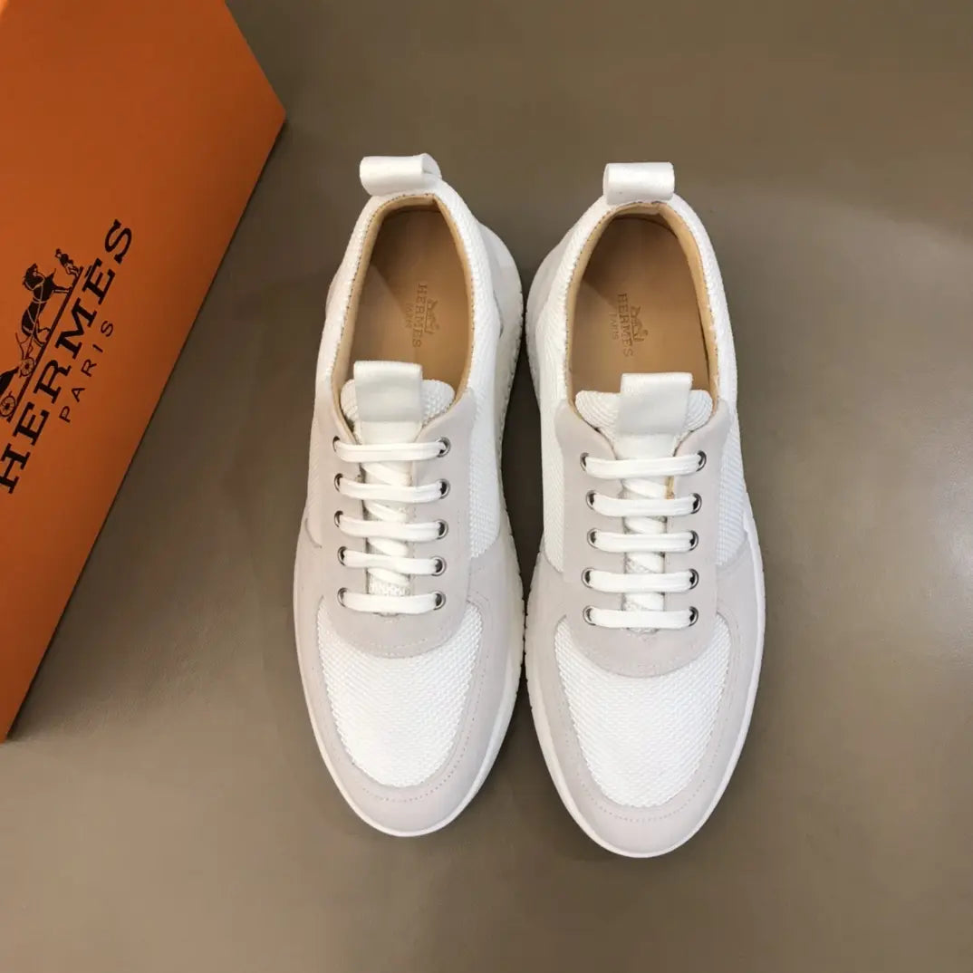 Hermes Paris White Light Gray Sneakers