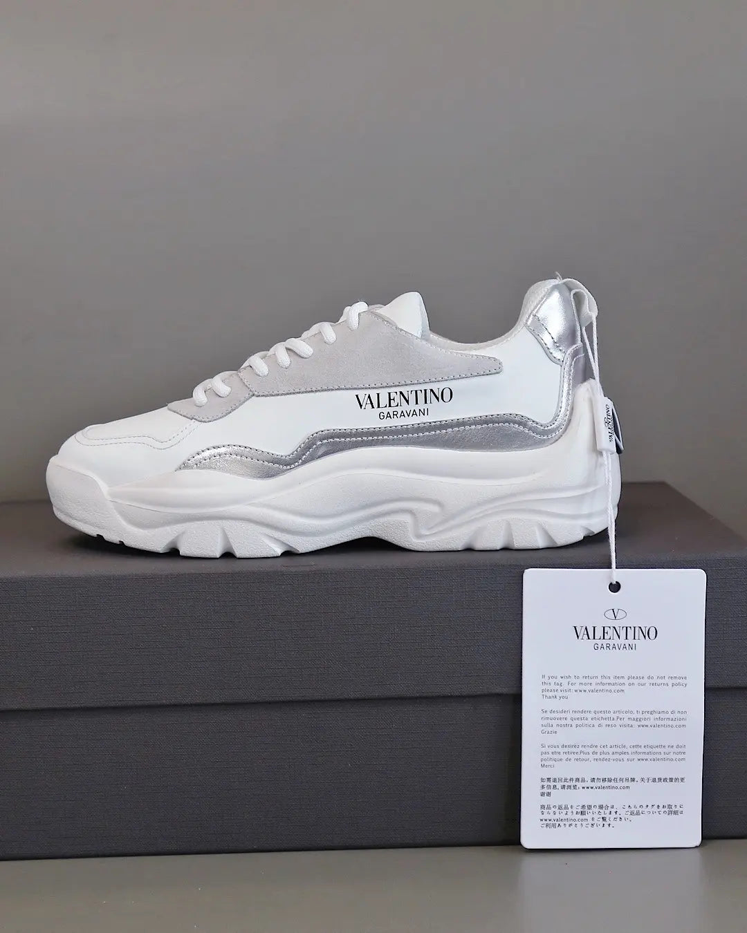 Valentino Garavani White Silver Grey Sneakers