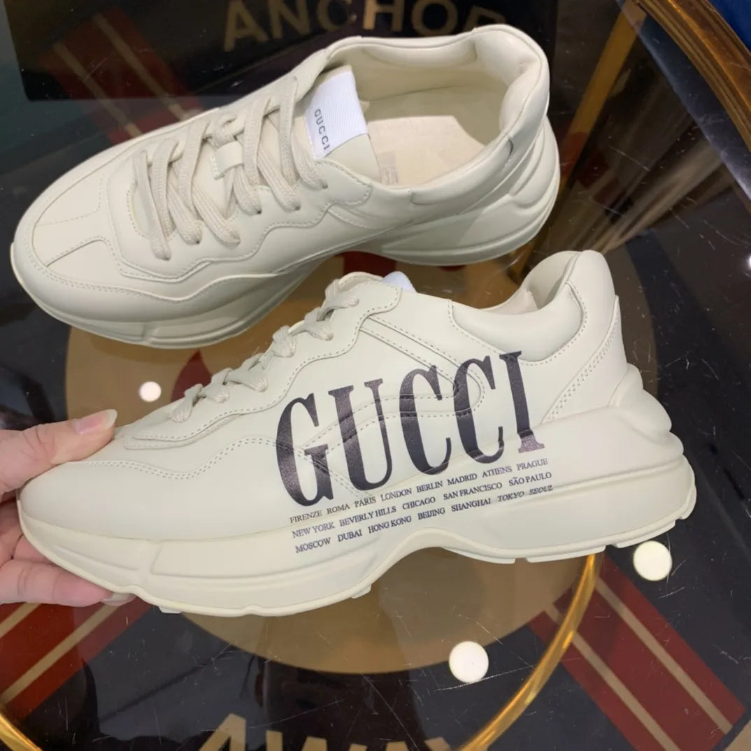 Gucci Logo Print Off White Sneakers