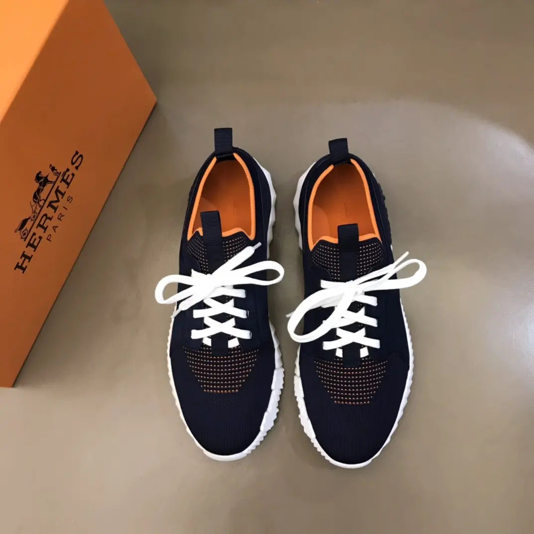 Hermes Bouncing Black White Orange Sneakers