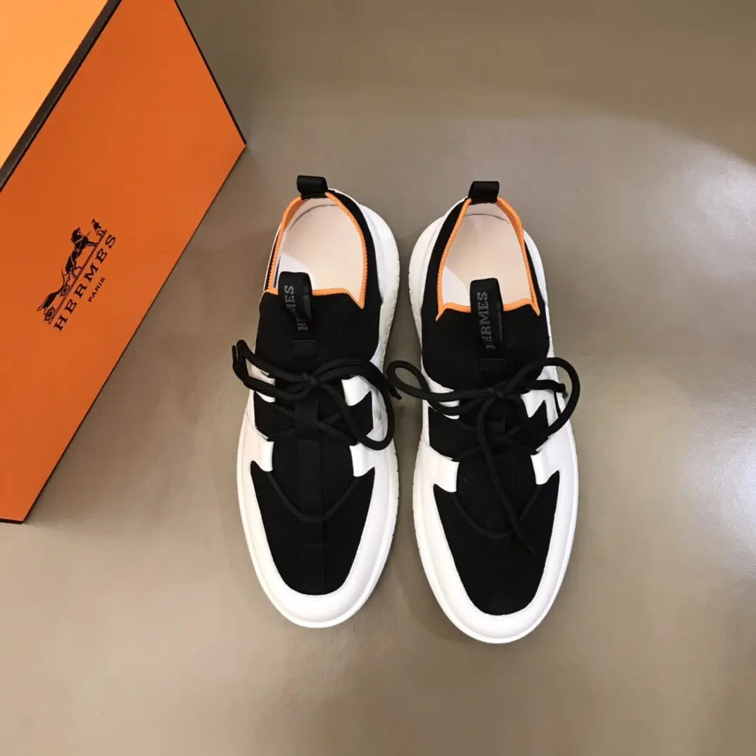 Hermès Bouncing Black White Orange Sneakers