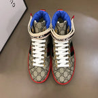 Gucci GG High Beige Red Blue Sneakers
