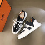 Hermes Paris Black White Orange Sneakers